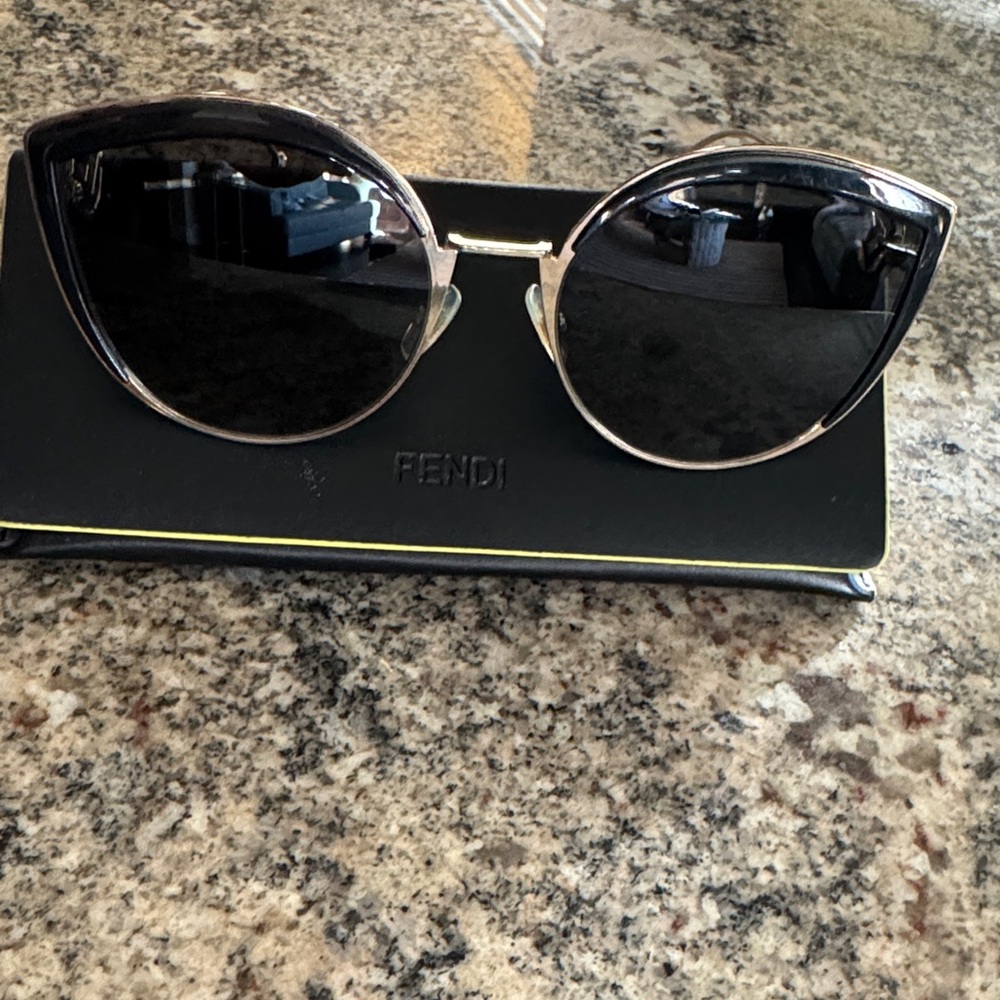 Fendi Black and Silver Cat-Eye Sunglasses